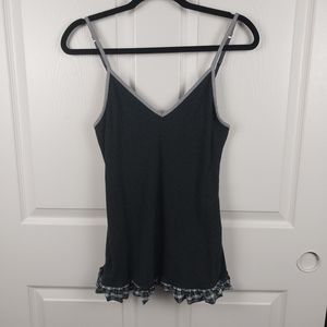 Victoria's Secret Women's Large Christmas Tree Plaid Gray Camisole Ribbed Top